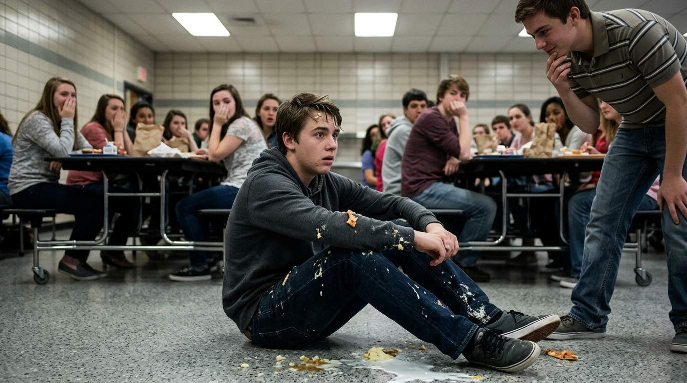 I still feel the cafeteria floor after my lunch tray went flying.