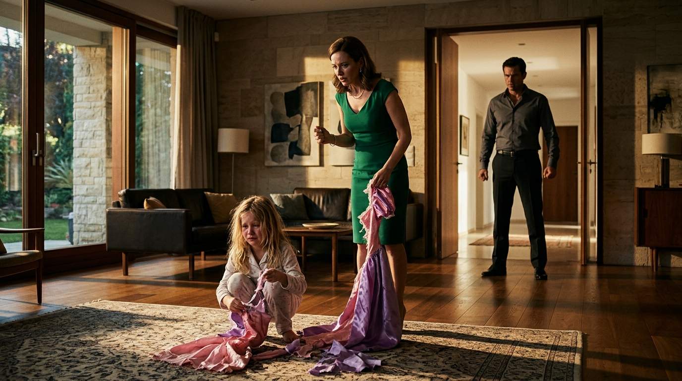 Stepmother Rips Princess Dress: Dad's Unexpected Return Exposes Twisted Family Secret in Viral Moment.