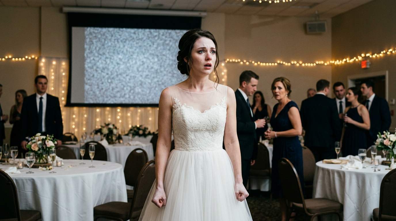A faulty projector screen at our wedding exposed my groom's dark secret.