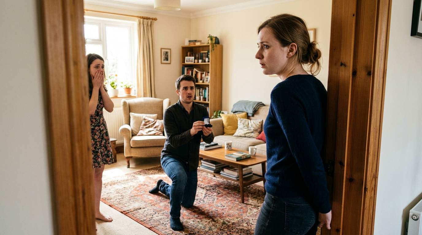 I walked in on my husband proposing to my best friend, right there in our living room.