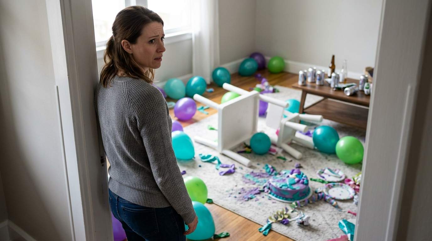 I found my daughter’s birthday party utterly destroyed, and my husband was behind it all.