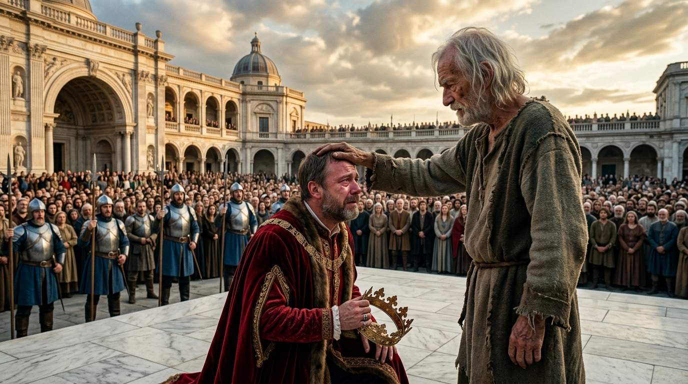 King's Public Humiliation: Shocking Revelation Forces Monarch to Kneel Before Beggar, Unveiling Royal Scandal and a Kingdom's Ancient Prophecy!