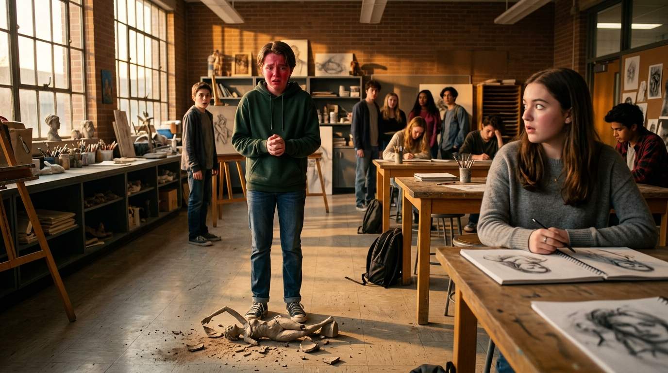 I still see my clay sculpture shattering on the art room floor.