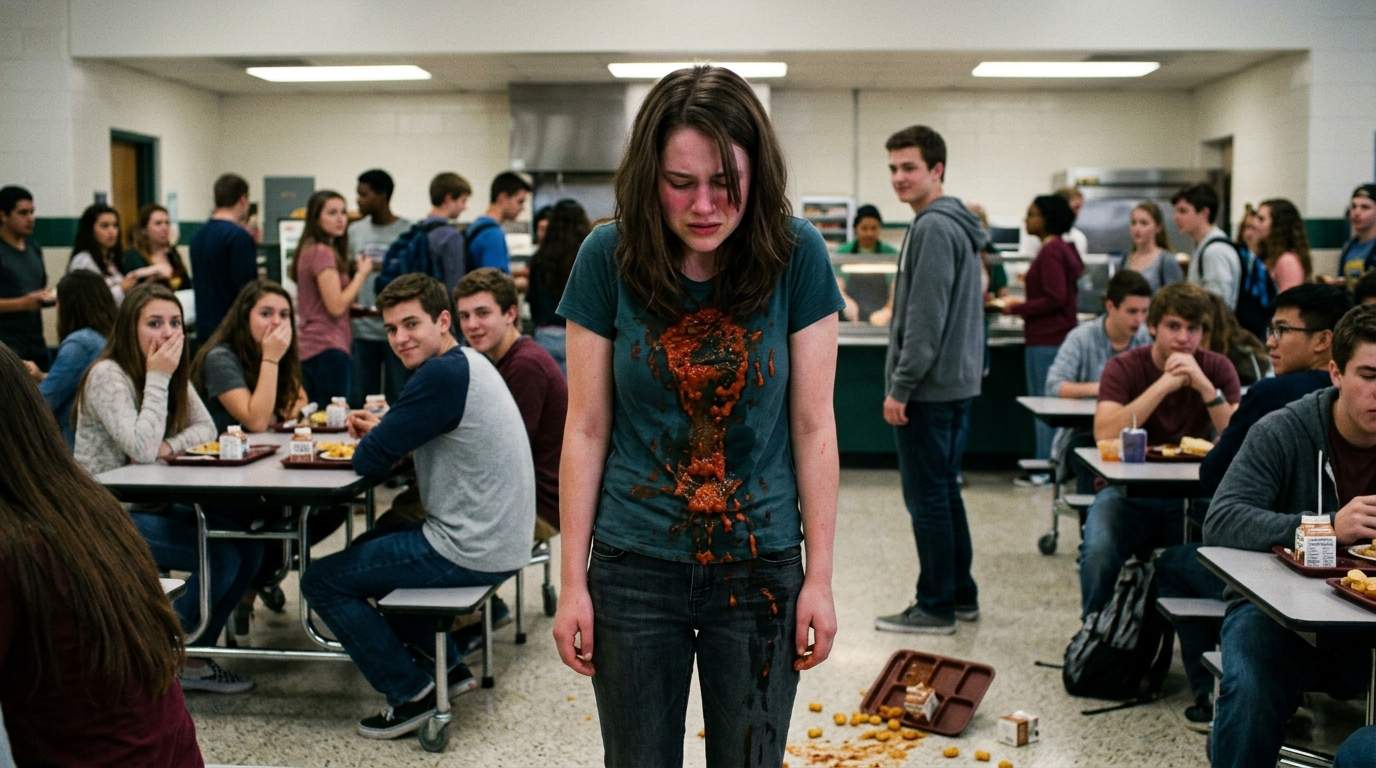 I still remember the smell of cafeteria chili on my new jeans.