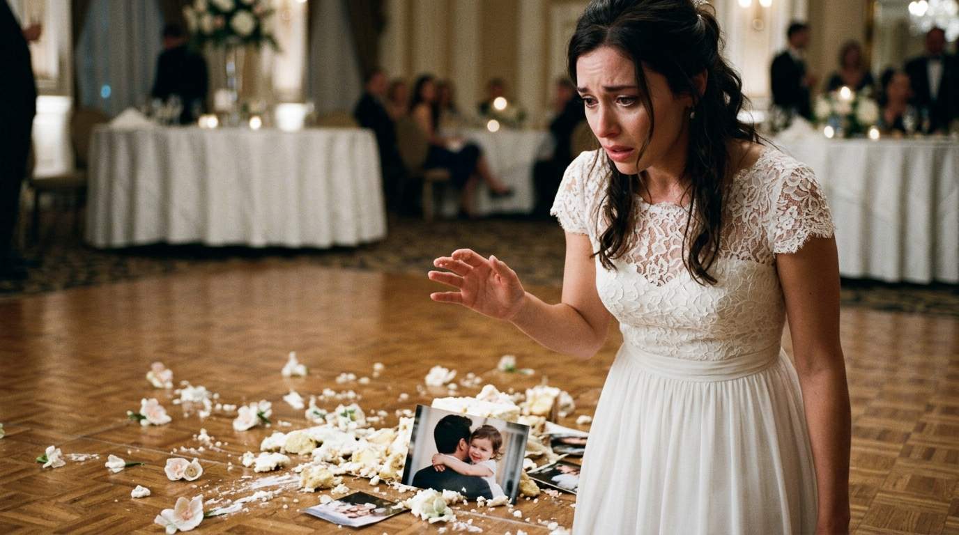 I watched my wedding cake crash, revealing my groom's other life.
