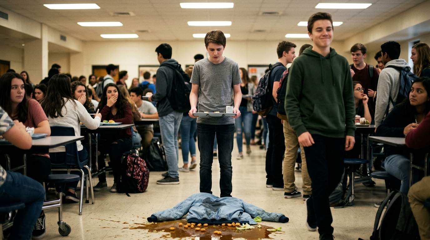 I still remember the day my new jacket landed on the cafeteria floor.