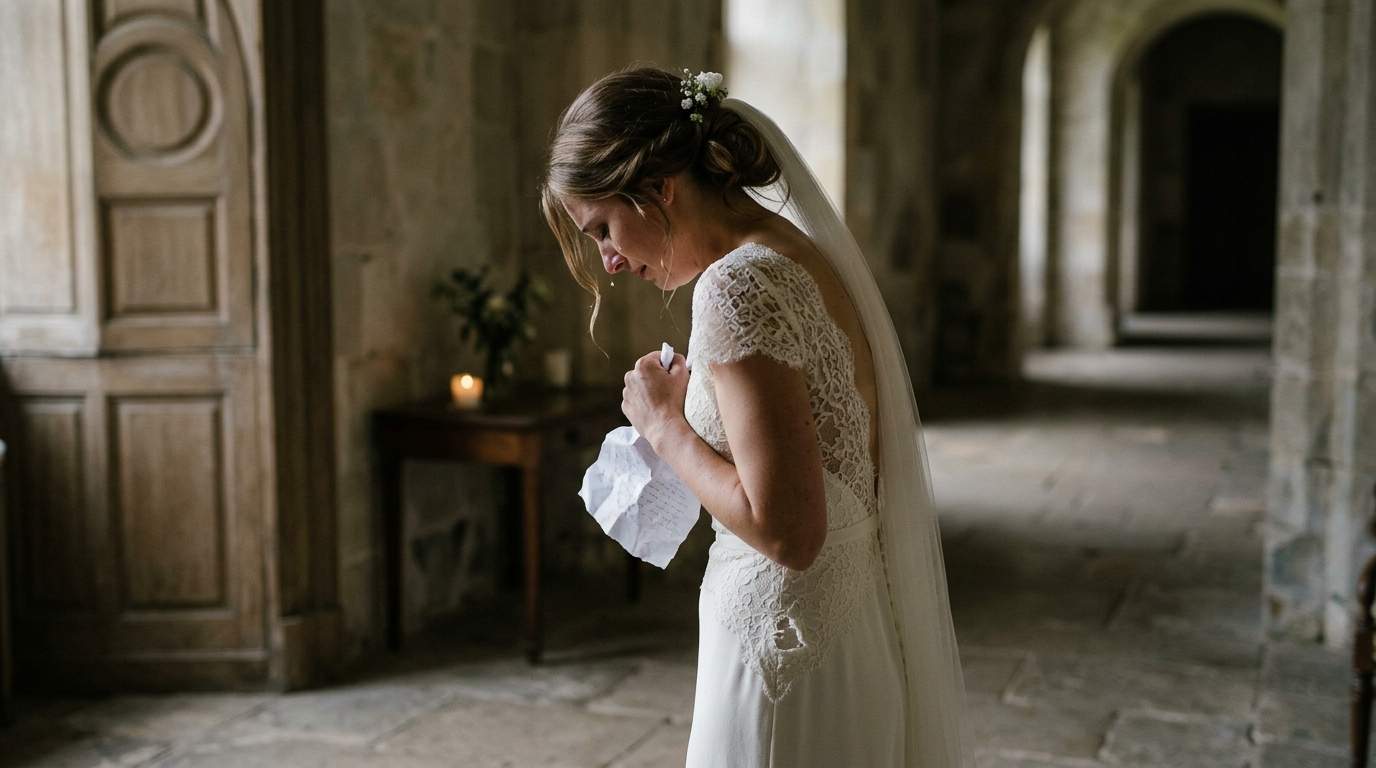 My wedding dress ripped, exposing a hidden message that revealed his double life.