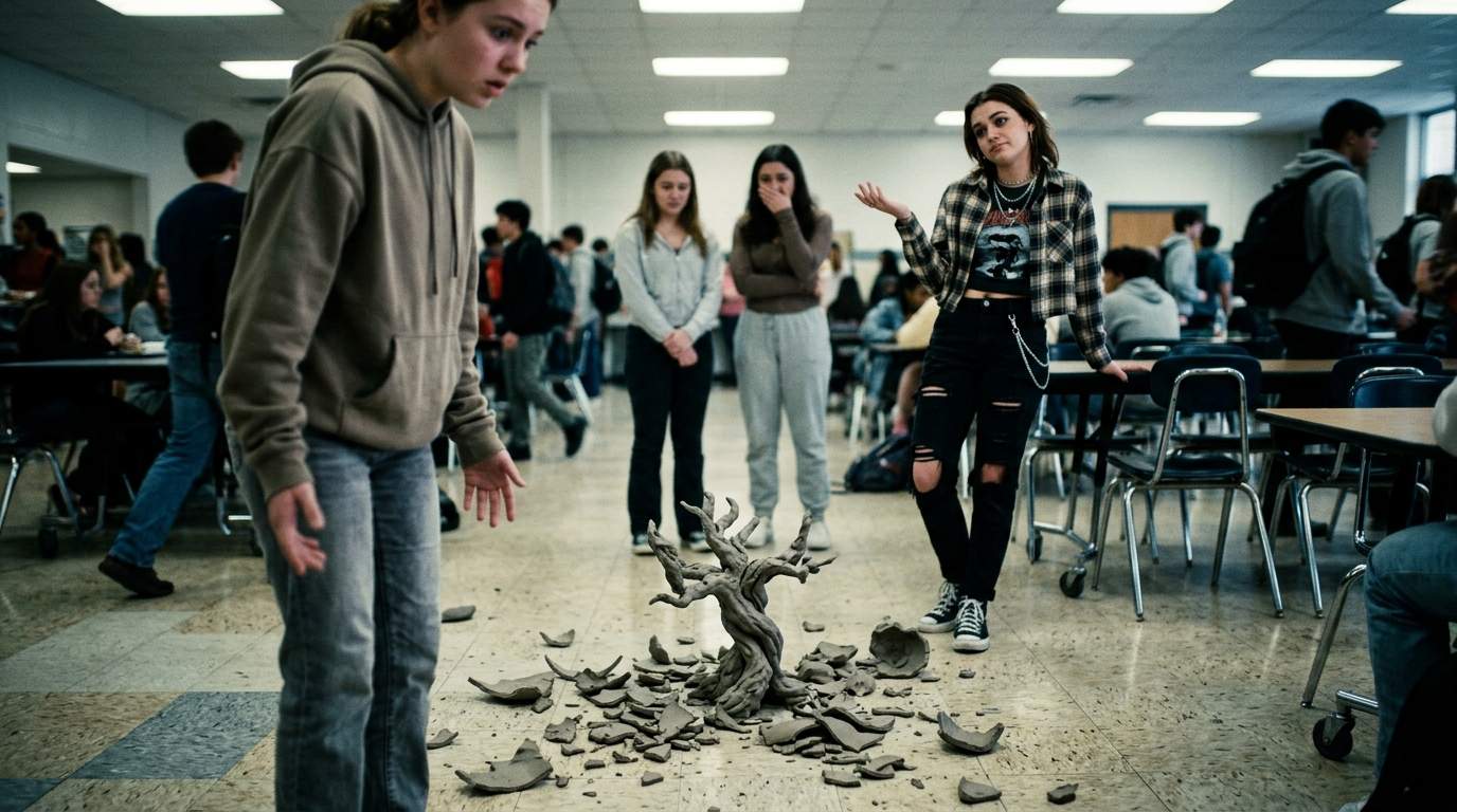 I still hear the crunch of my ceramic sculpture hitting the cafeteria floor.