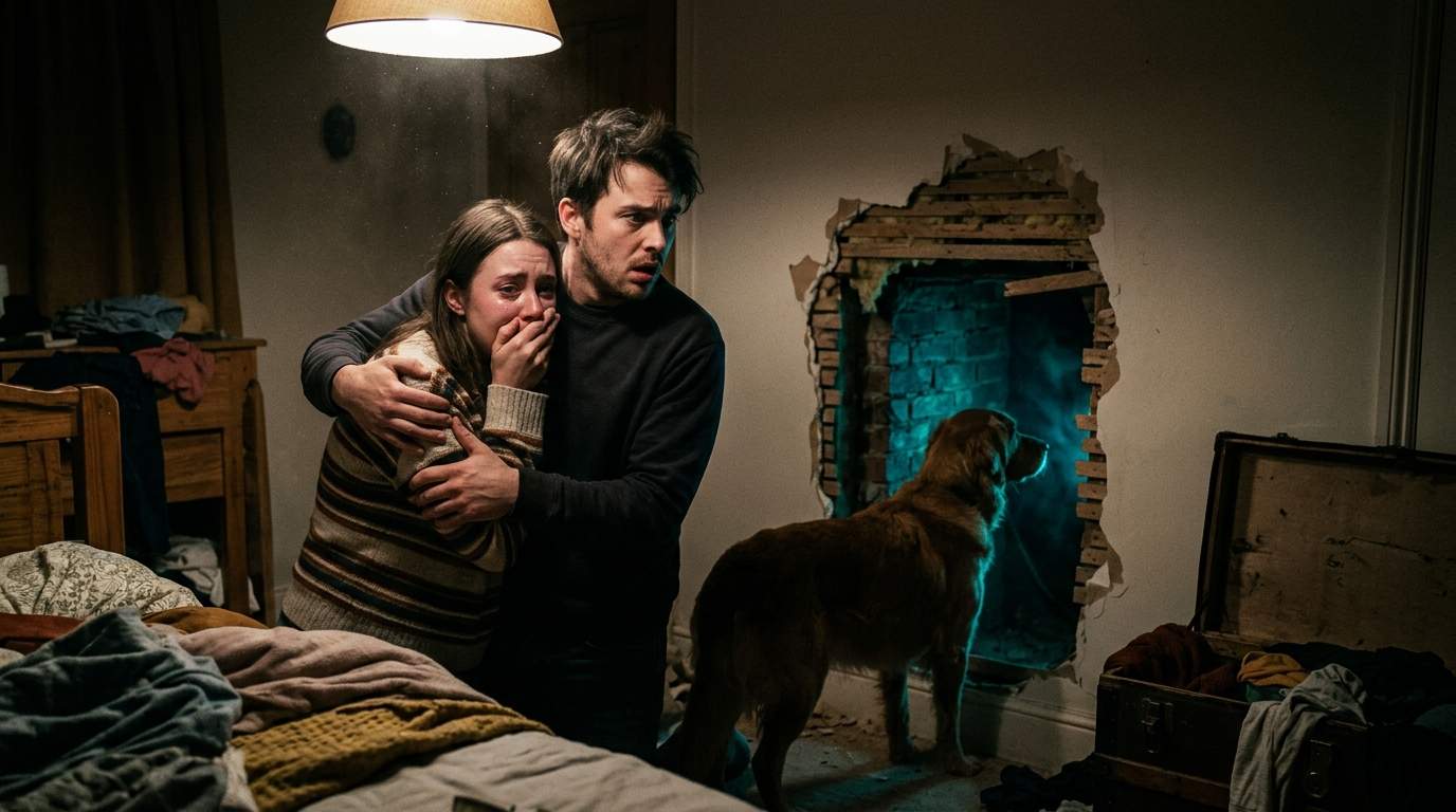 Their Loyal Dog Uncovered a Chilling Family Secret Behind Their Bedroom Wall, Exposing Their Ancestral Home's Dark Past.