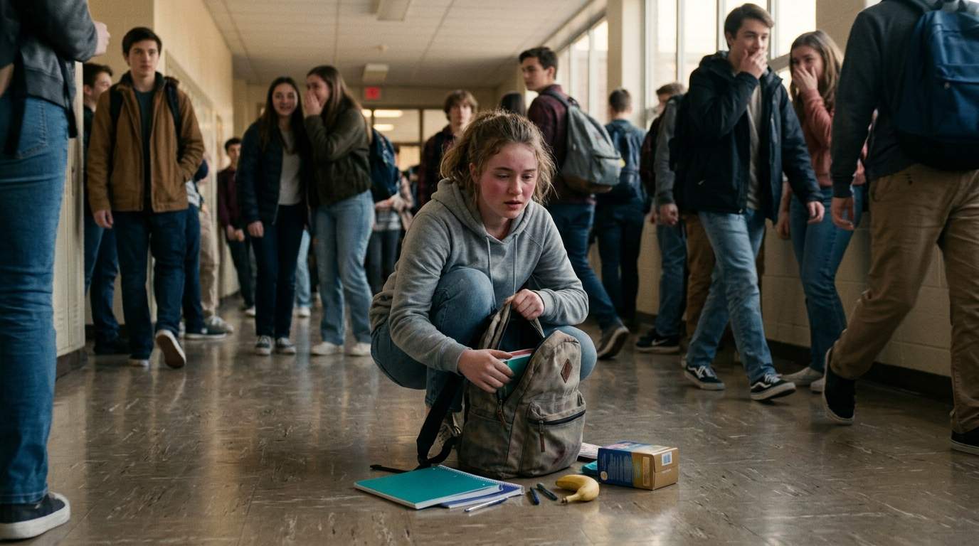 The day my whole life spilled out in the middle of the crowded hallway.