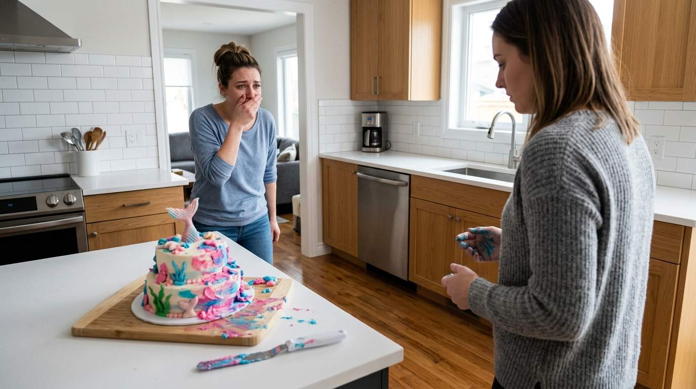 I caught my own sister destroying my daughter's custom birthday cake minutes before the party started.