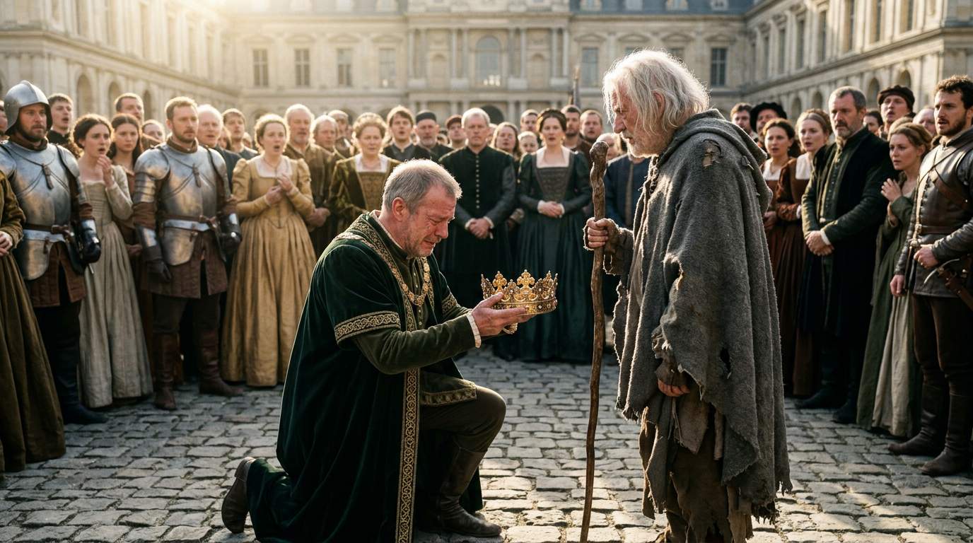 Unbelievable Twist: King Halts Grand Procession To Kneel Before Ragged Beggar, Revealing a Shocking Royal Secret!