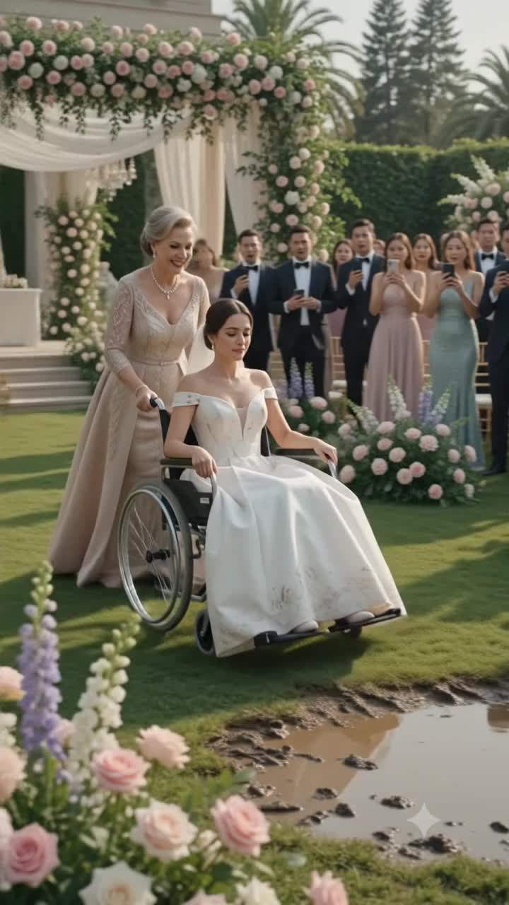 MUDDY BETRAYAL: Bride's Wheelchair Pushed into Filth at Luxury Wedding – But Her Secret Will Shock You. #WeddingDrama #FamilySecrets #InheritancePlot