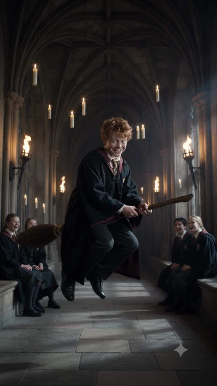 Hogwarts Sky Panic: Weasley's 'Prank' Reveals Forbidden Magic, Leaving Student Terrified and Floating!