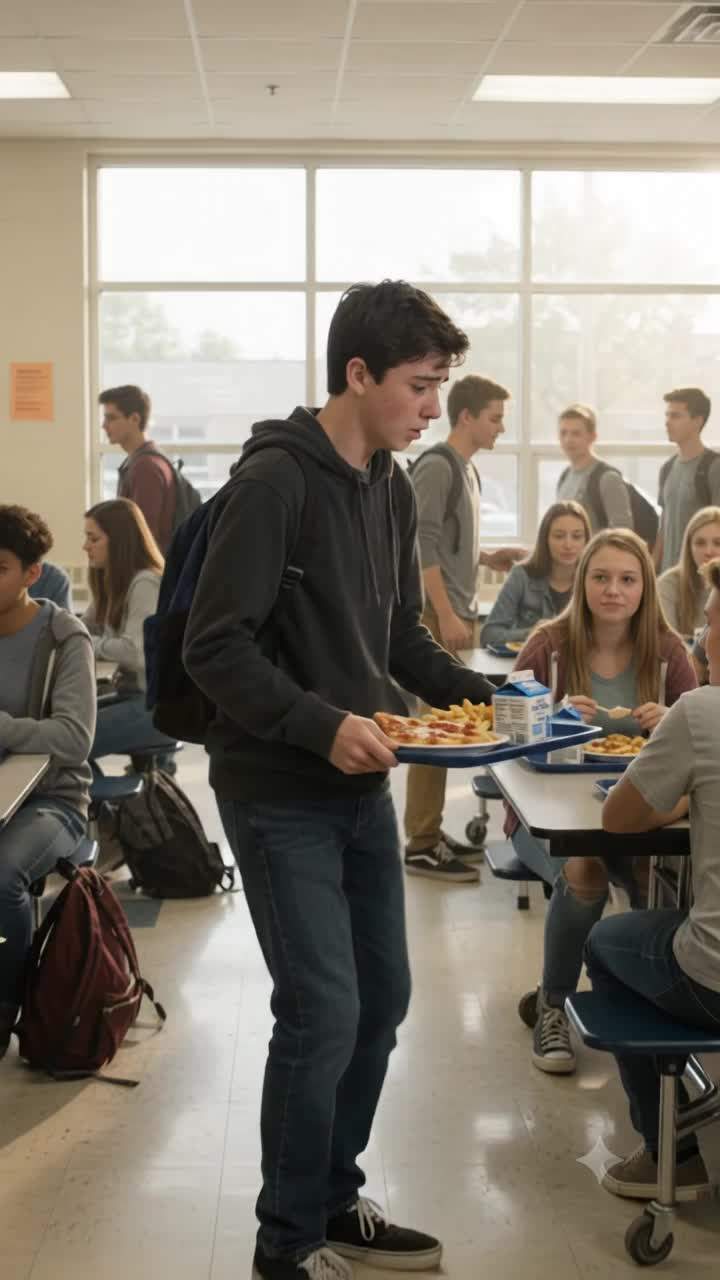 My lunch tray flew across the cafeteria floor.