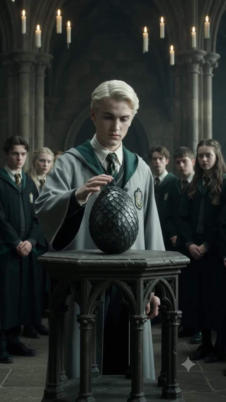 Slytherin's Dark Secret: 14-Year-Old Malfoy Unleashes Forbidden Magic with a Dragon Egg in Hogwarts – What Happened Next Shook the Foundations of the Castle.