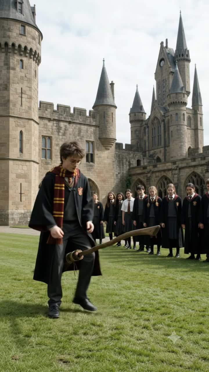 Hogwarts Freshman Unleashes Forbidden Magic, Turns Flying Broom Into Raging Storm During First Lesson!
