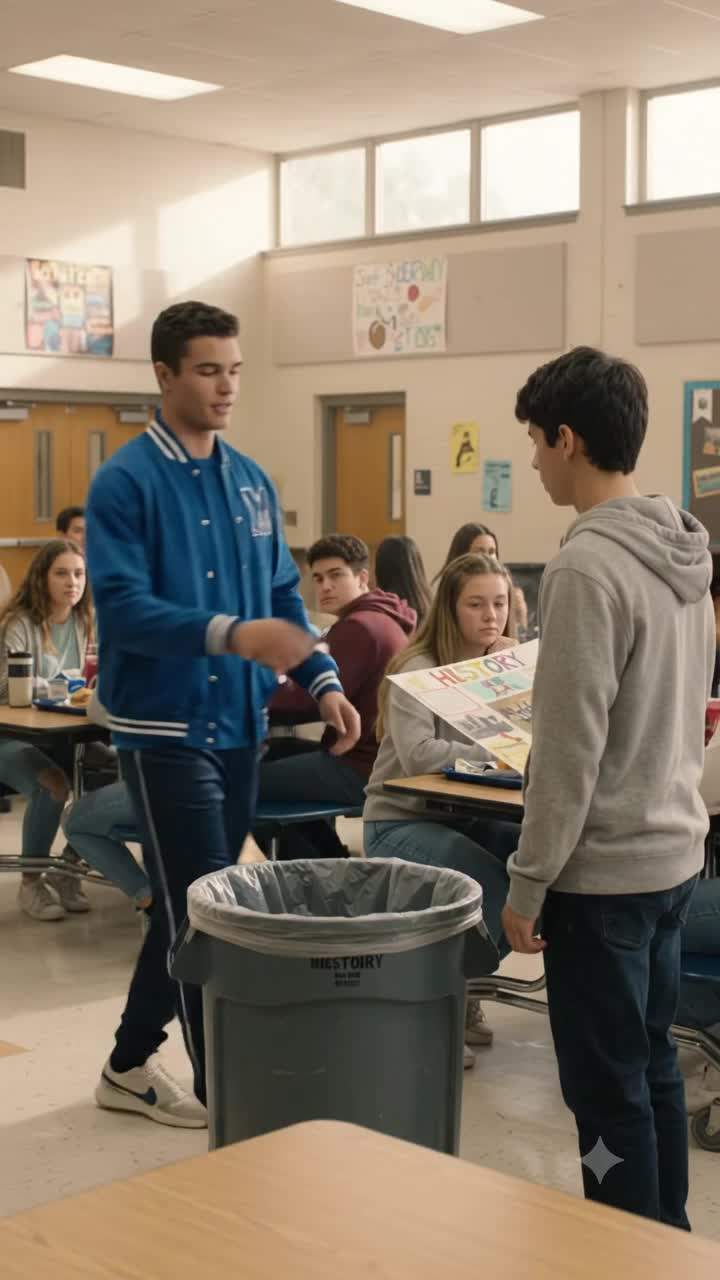 I thought Marcus was saving me a seat in the cafeteria until he took my project binder and dropped it into the grease bin.