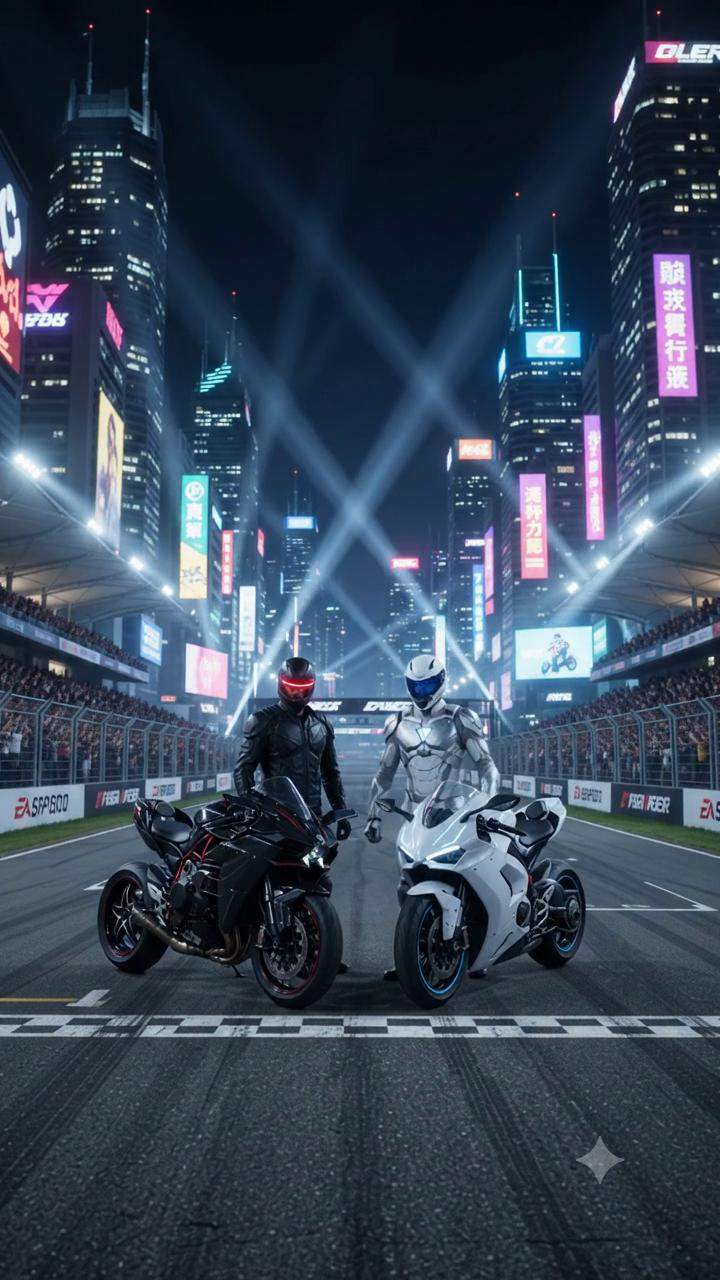 Neon City's Greatest Motorcycle Race Ends in a 'Draw' – But The Hidden Truth Reveals a Betrayal That Shakes The Cyberpunk Underworld.