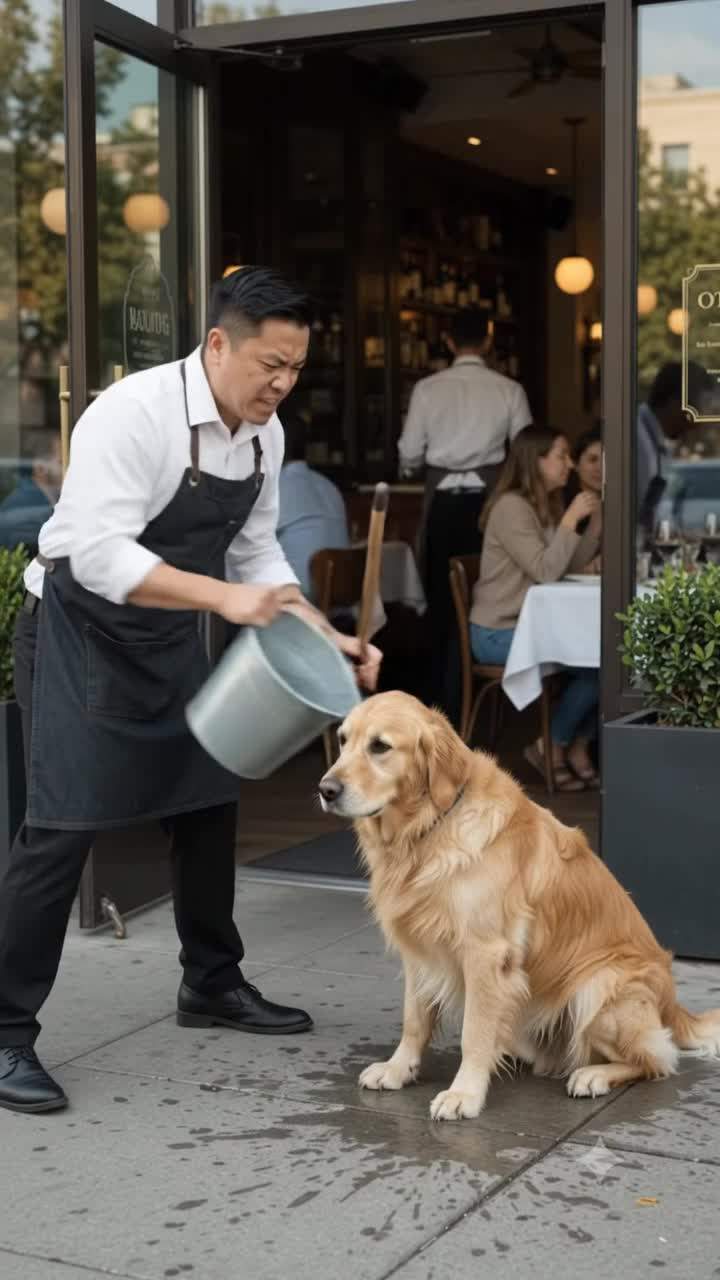 Upscale Restaurant Scandal: Waiter's Chemical Attack on Golden Retriever Unmasks Philanthropist's Hidden Vulnerability and Ignites Public Outrage.
