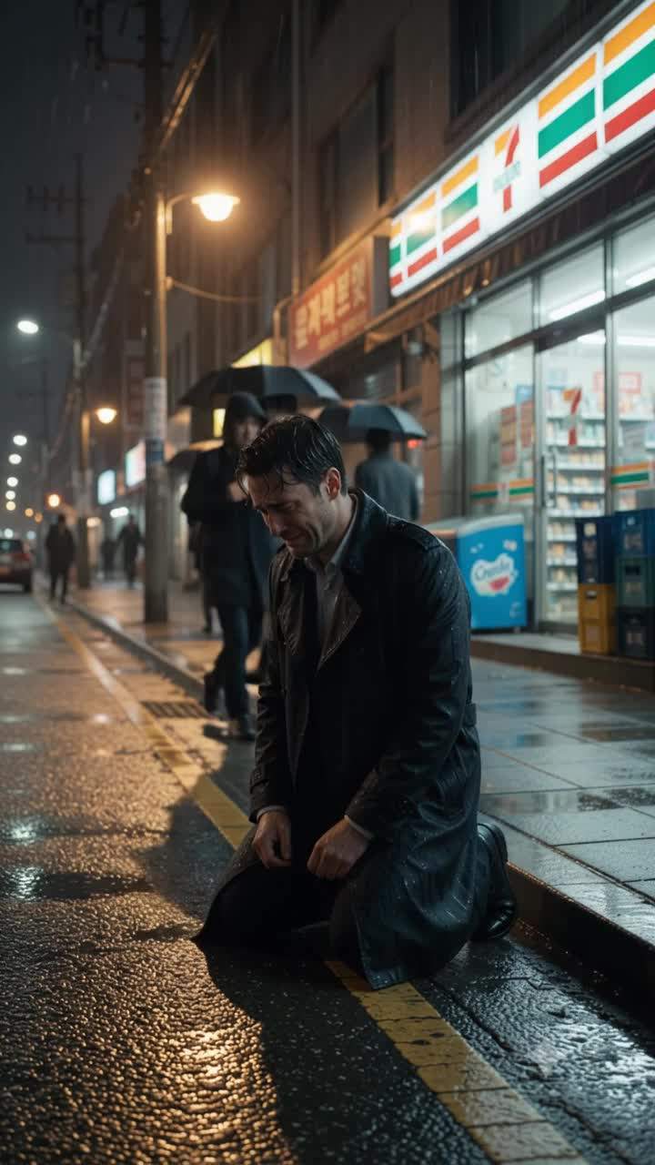 Broken Man's Rainy Night Interrupted: Homeless Child's Red Thread Holds Lost Family Secret