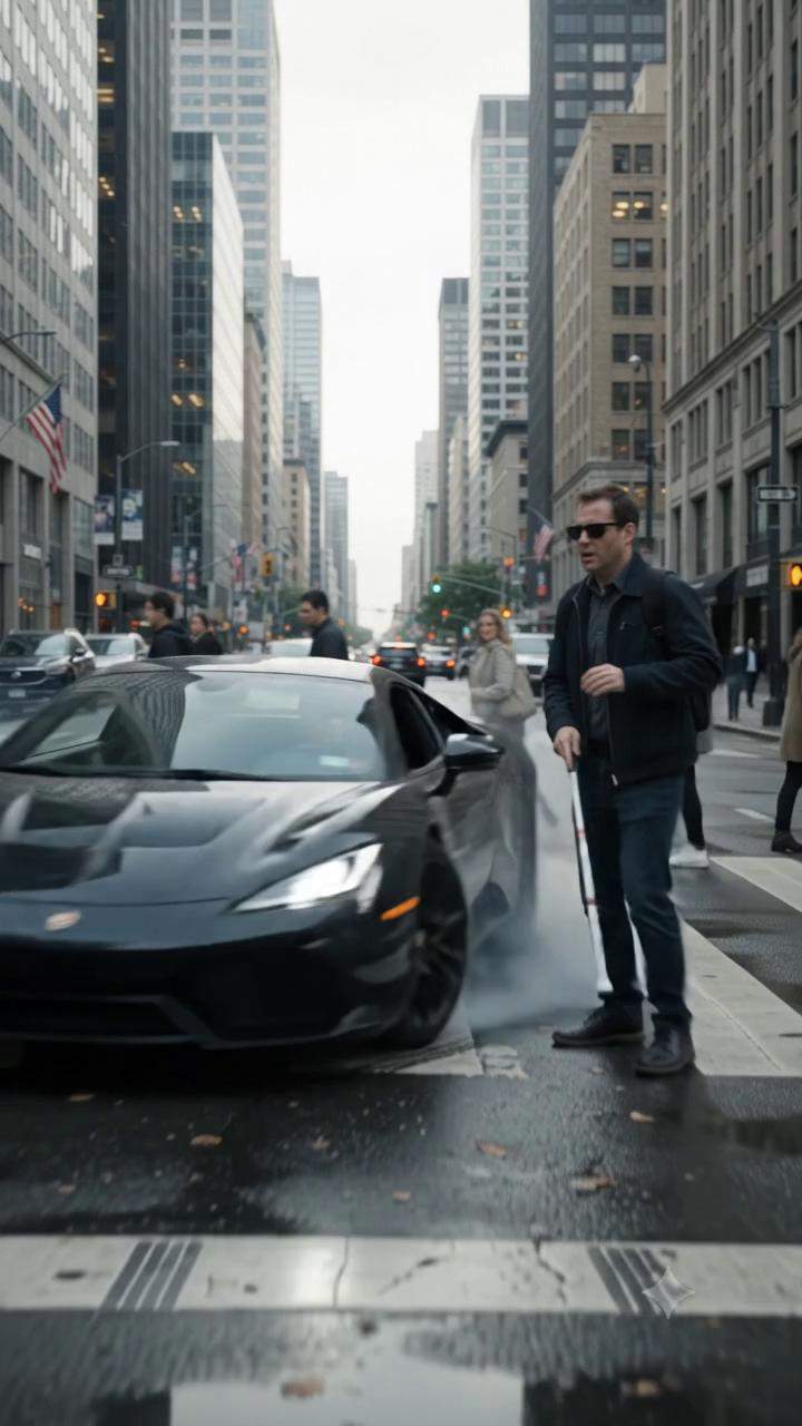 Unbelievable Street Chaos: Luxury Car Driver SHOVES Blind Man, Then Public Response SHOCKS Everyone! #UrbanMystery #TrafficIncident #BystanderEffect