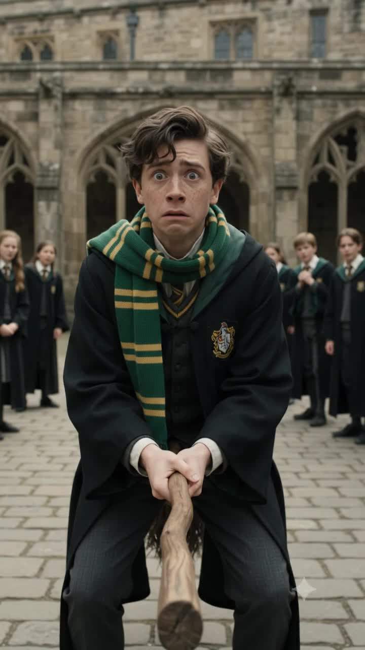 Hogwarts First-Year Unleashes Forbidden Magic Aboard Ancient Relic During Chaotic Flying Lesson