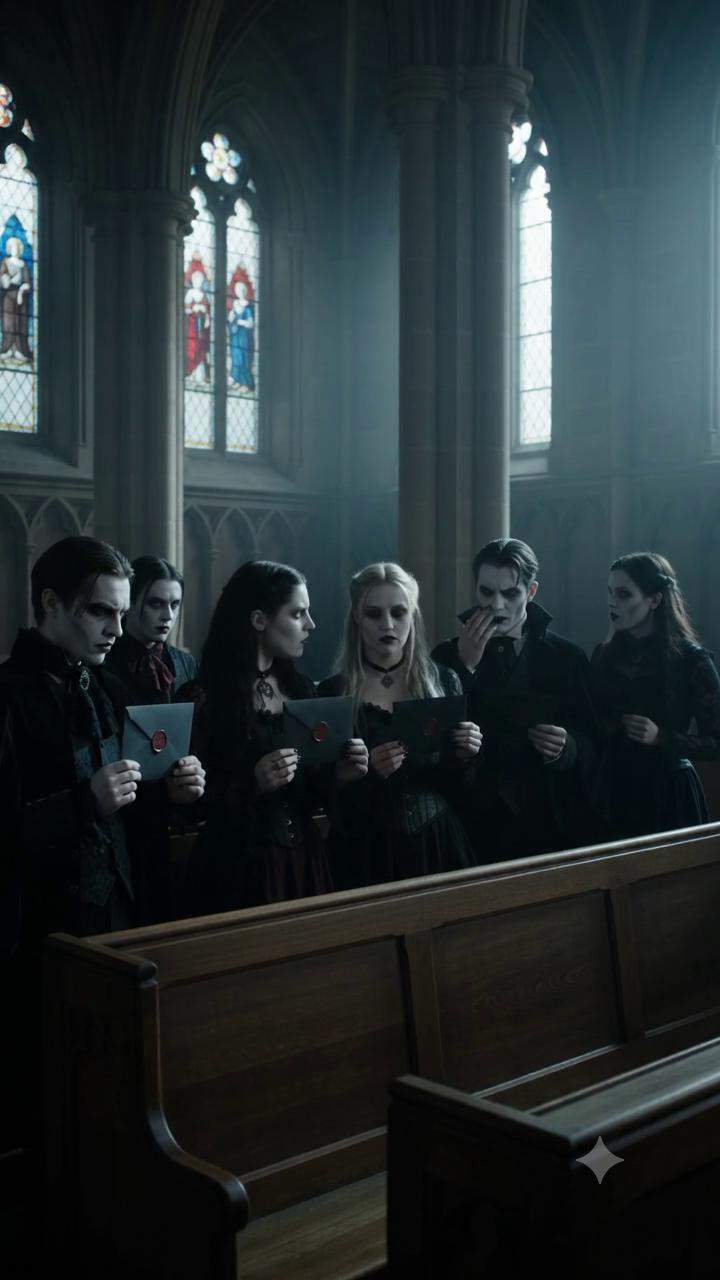 Elite Vampire Students Uncover Sinister Truth at Ancient University Orientation: A Dark Academia Horror.