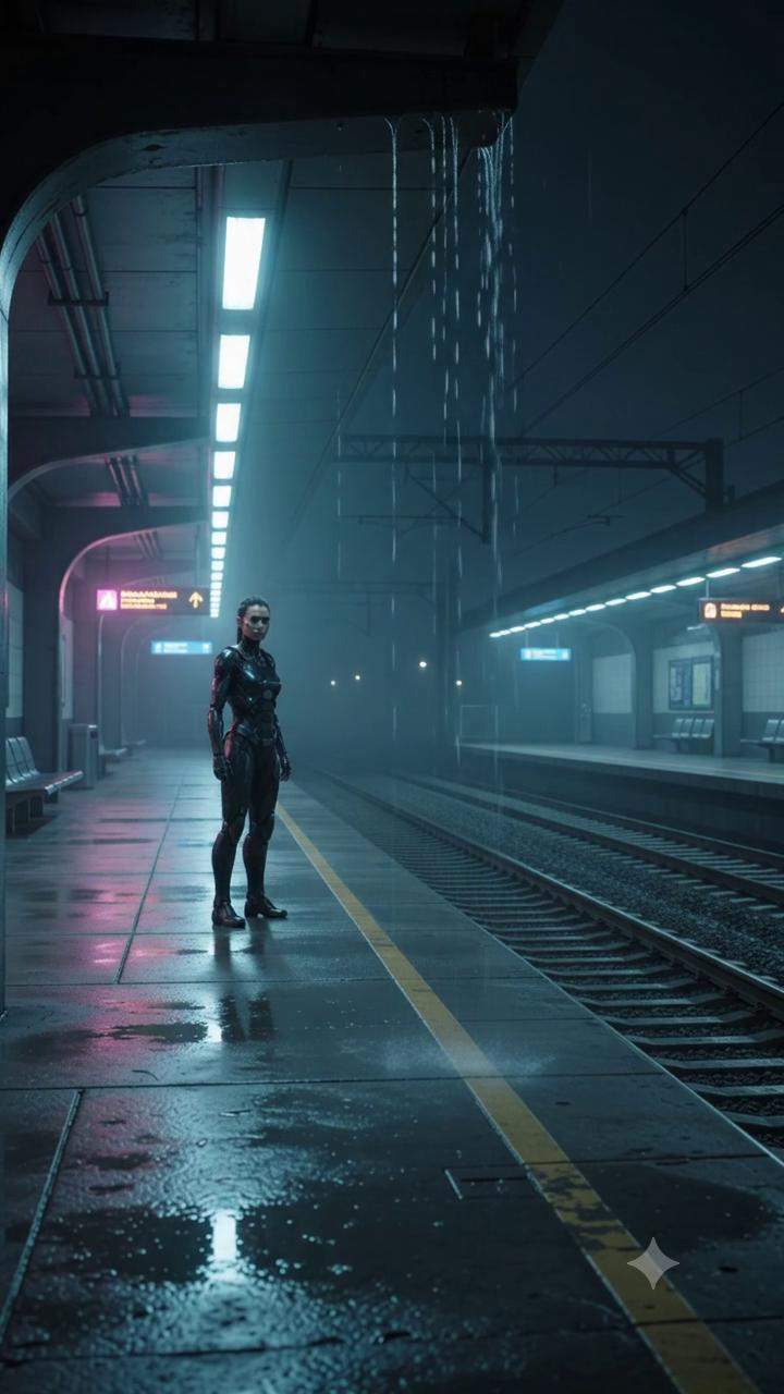 Cyberpunk AI Thriller: She Hunted a Ghost, But Found Her Own Nightmare on Platform 7.