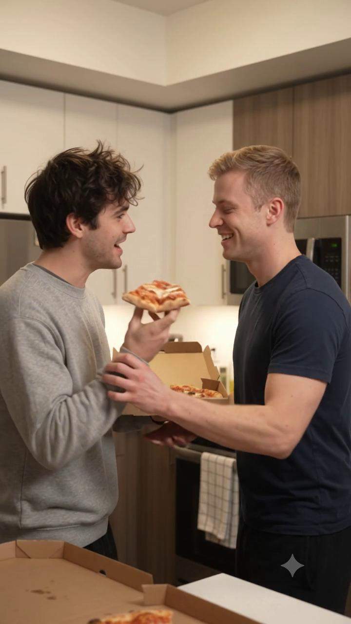 Roommate Pizza Fight Explodes Into Forbidden Kiss, Until His Secret Ex Calls