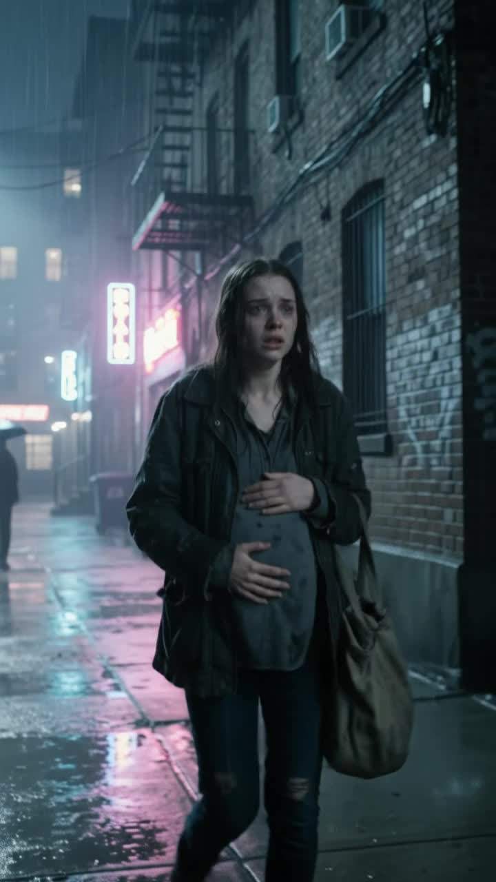 Rain-Soaked Street Attack Exposes Billionaire's Dark Past and His Long-Lost Pregnant Daughter