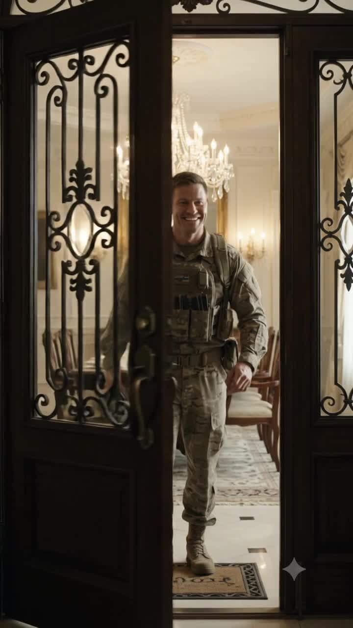 Military Son’s Homecoming Shattered: Finds Mother Eating with Dog While Wealthy Wife Dines Lavishly