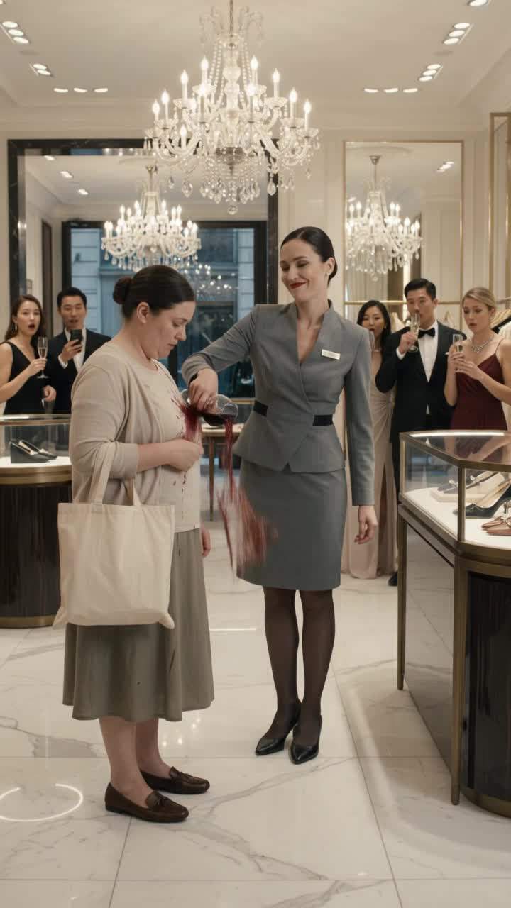 Arrogant Manager Drenches Plain Woman at Luxury Fashion Event, Her Silent Call Triggers Instant Corporate Revenge in Paris Boutique