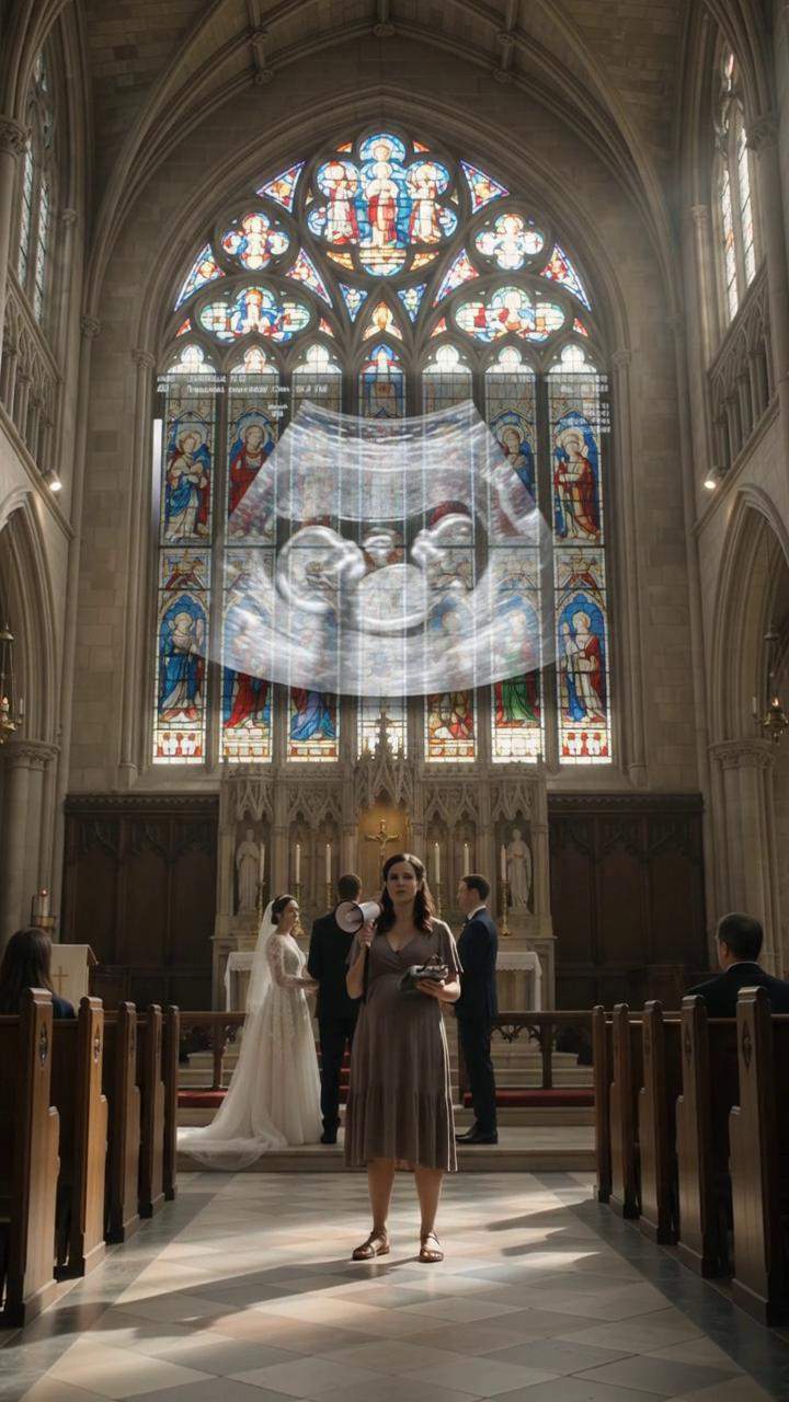 Cathedral Wedding Scandal: Pregnant Stranger's Live Ultrasound Exposes Groom's Secret, Empire In Peril