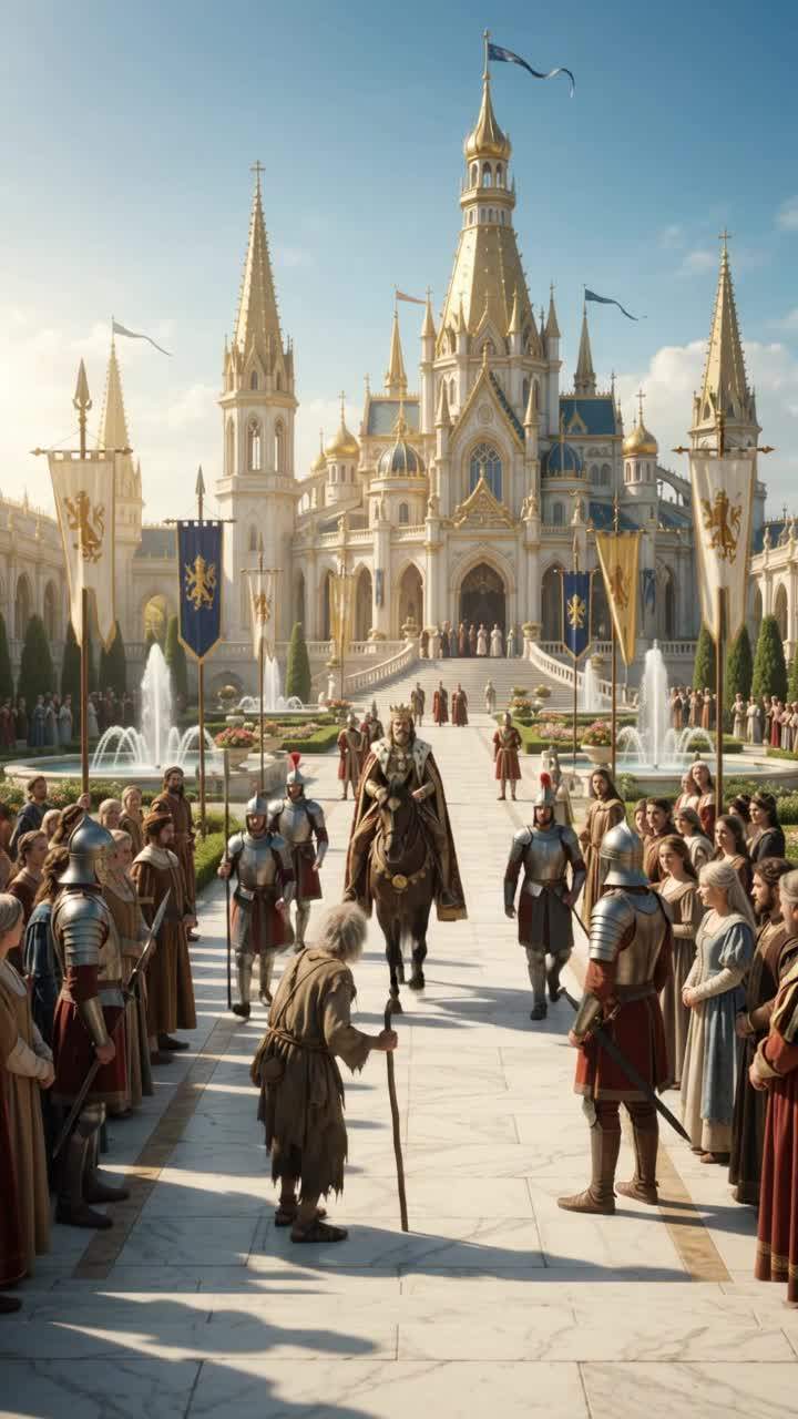 Shocking Royal Secret: King Kneels Before Beggar, Unveiling Ancient Mystery in Palace Square