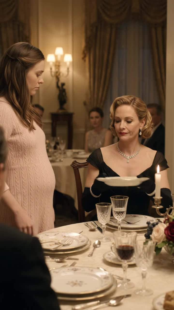 Dinner SCANDAL: Arrogant Heiress Humiliates Pregnant Surrogate, Unaware the Patriarch Watched His Future Heir Threatened at the Family Dinner.