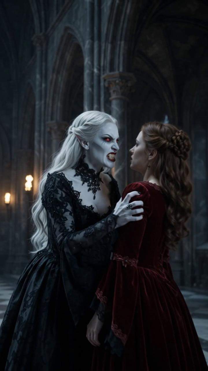 Vampire Queen's Rage Shattered by a Human's Ancient Symbol in a Gothic Castle &mdash; Royal Bloodline Forced to Kneel!