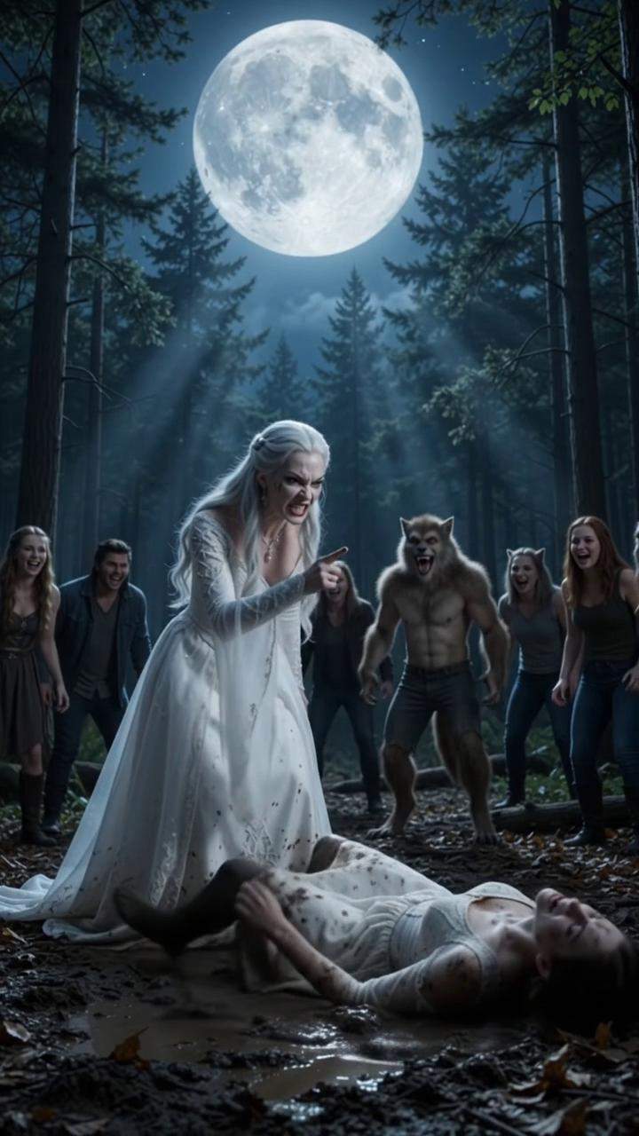 Mud-Stained Omega's Eyes Glow Blue, Unleashing Forbidden Power Chosen by Moon Goddess, Silencing Entire Werewolf Pack.